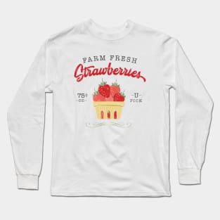 Vintage Farm Fresh Strawberries Long Sleeve T-Shirt